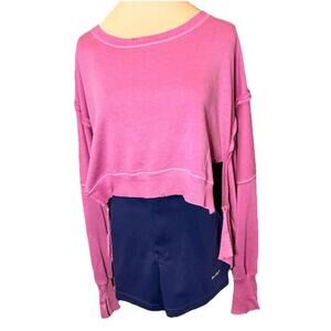 We The Free Camden Cropped Women’s Sweatshirt In Island Flower Pink Size Medium